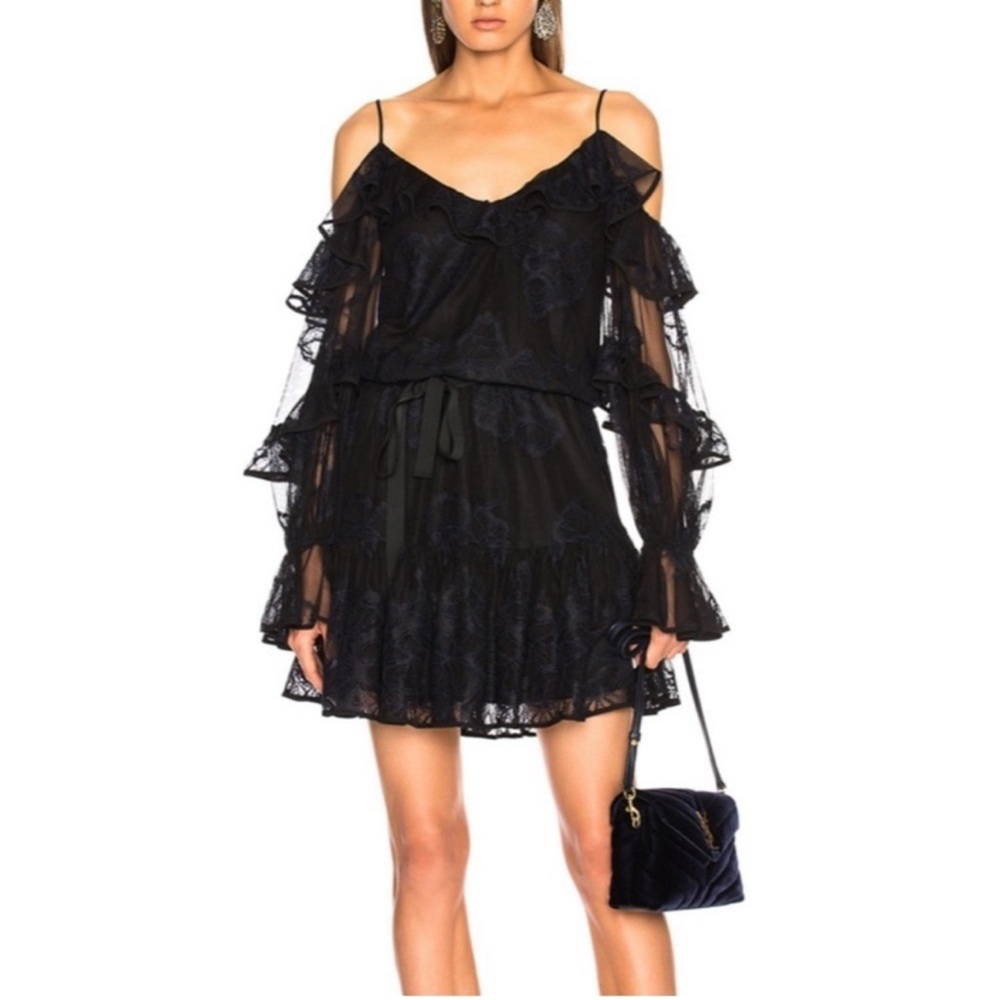 ALEXIS Magna Organza Tiered Dark Blue Dress SIZE L. - Picture 1 of 9